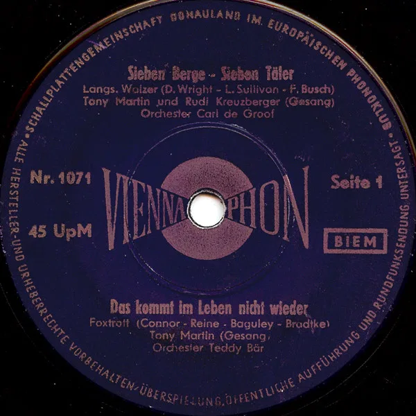 Sieben Berge - Sieben Täler / Das Kommt Im Leben Nicht Wieder / Die Bar Von Lolita (Mambo-Lolita) / Ananas