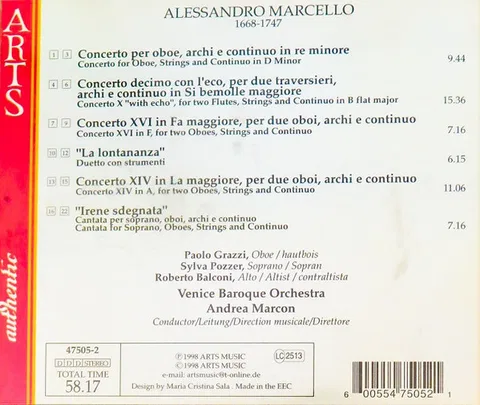 Concerto for oboe and strings in D minor / Unpublished Concertos and Cantatas from Codex marciano It.IV-573 (= 9853) - Foto 2 de 3