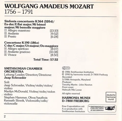 Sinfonia Concertante K. 364 • Concertone K. 190 - Foto 3 de 6
