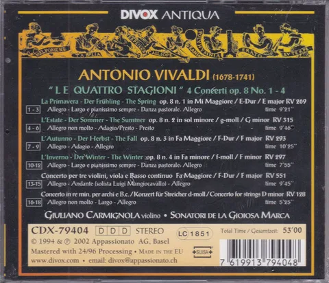 Le Quattro Stagioni (4 Concerti Op. 8 No. 1 - 4) - Foto 2 de 2