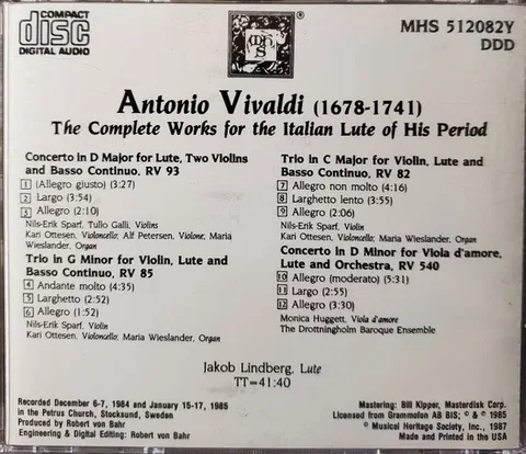 The Complete Works For The Italian Lute Of His Period, Rv 82, 85, 93 & 540 - Foto 2 de 11