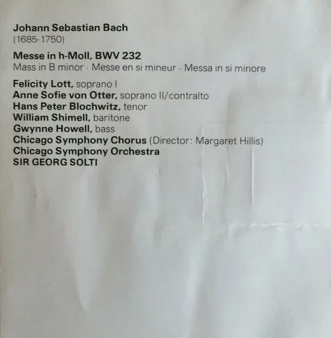 Messe In H-Moll = Mass In B Minor = Messe En Si Mineur - Foto 2 de 14
